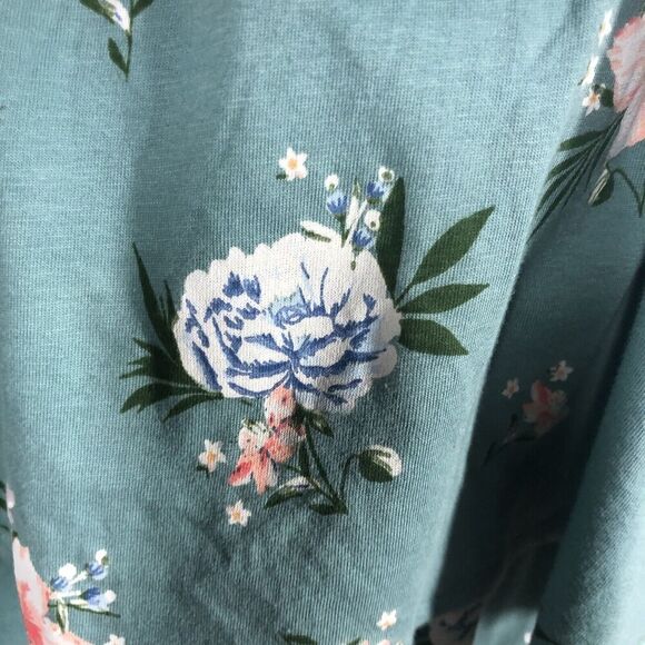 O'Neill Dress Womens 2X Green Floral Ruffle Kole Strapless Off Shoulder Maxi - Picture 10 of 13